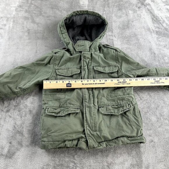 Gap Baby Kids unisex Hooded Zip/ Button Up Army Jacket Size 4 Army Green - Picture 2 of 9